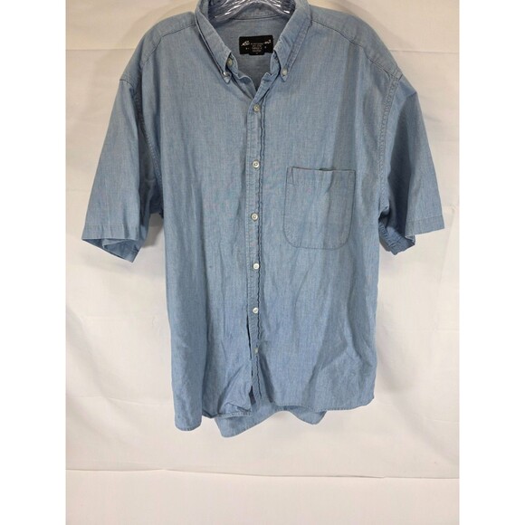 Eddie Bauer Mens Medium Faded Chambray Short Sleeve Collared Shirt Blue - Picture 1 of 9